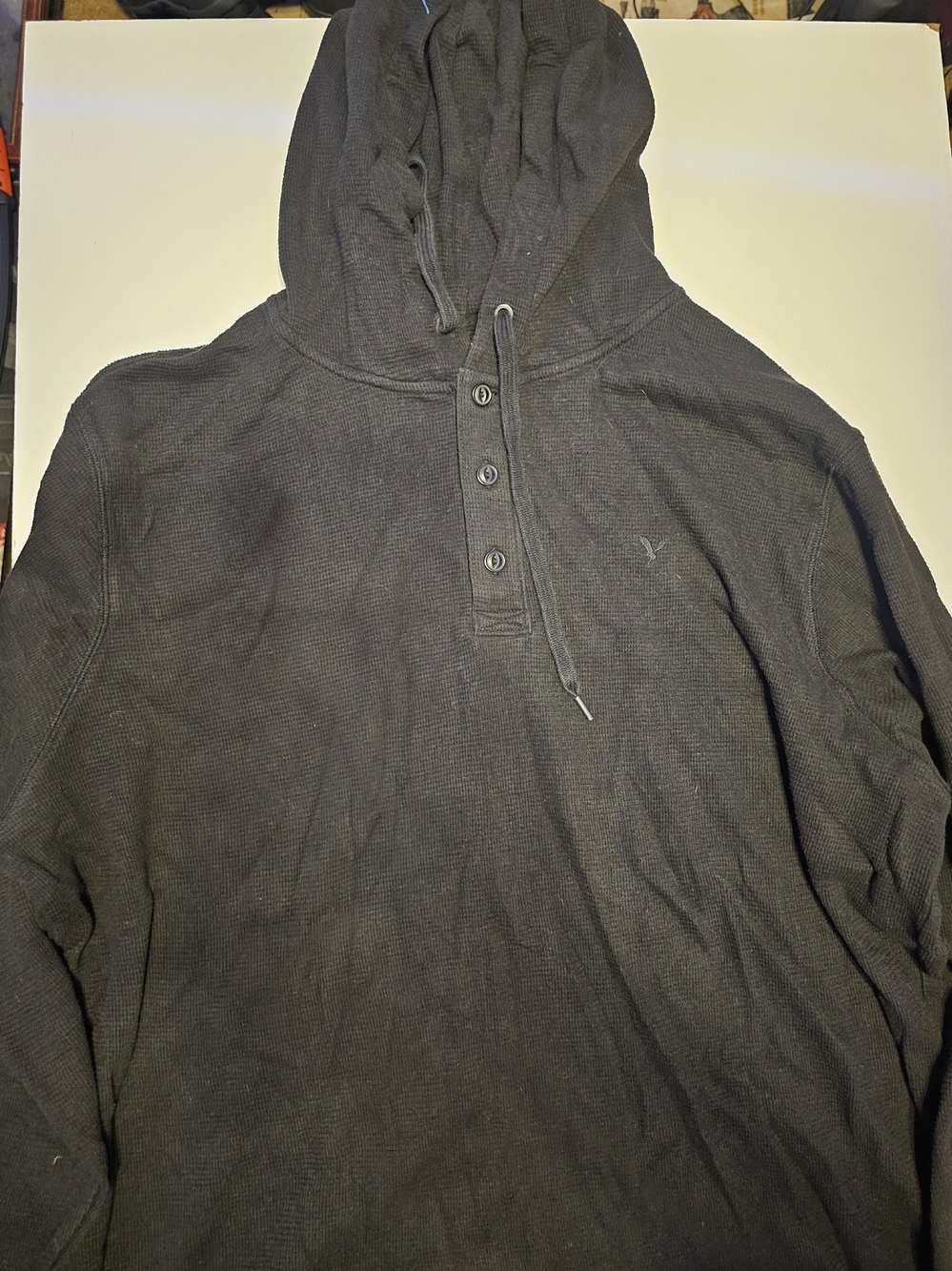 American Eagle Outfitters Dark Charcoal Hooded Henley
